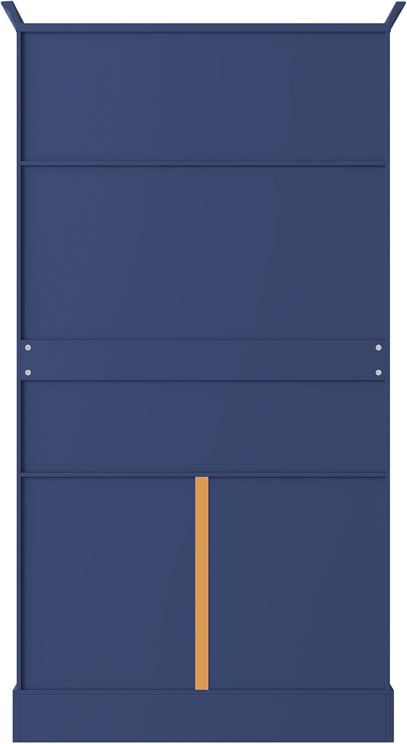 72.6" Farmhouse Kitchen Pantry Cabinet with 3 Pull-Out Trays, Freestanding Large Wooden Kitchen Organizers Storage Cabinet with 2 Drawers and Cake Pan Storage for Dinging Room, Dark Blue