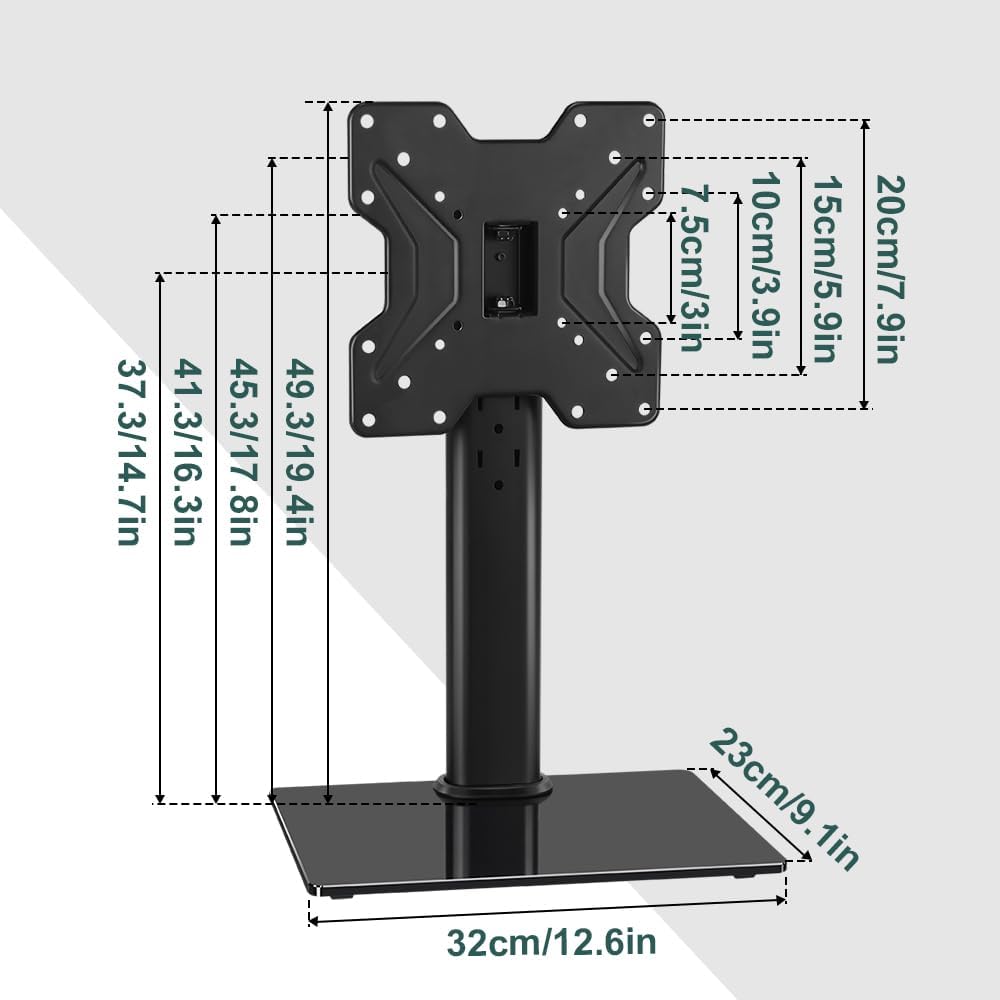 BFTOU Universal TV Stand for 13"–43" TVs Swivel 4 Level Height Adjustable Table Top TV Mount Stand Holds up to 77lbs