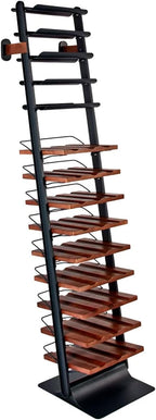 Wine Enthusiast Vino Galerie Leaning Ladder Wine Rack – 37-Bottle Wall Mounted Wine Storage Display – Mango Wood & Metal Bar Cabinet Wine Shelf – Modern Kitchen Dining Room Decor Organizer Furniture