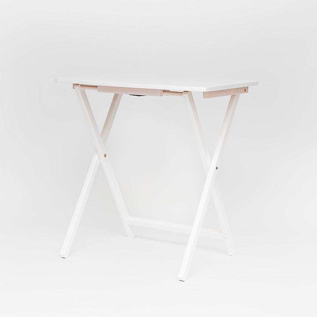 PJ Wood - 5 Pack XL TV Tray Tables - White Wood Set | Large Size, Rectangular Shape, Modern Style, Foldable Design, 33.2 lb Capacity Each, Small Space Storage