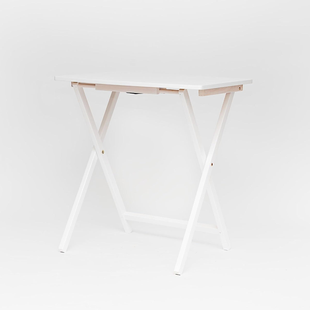 PJ Wood - 5 Pack XL TV Tray Tables - White Wood Set | Large Size, Rectangular Shape, Modern Style, Foldable Design, 33.2 lb Capacity Each, Small Space Storage