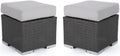 Great Deal Furniture Noble House Santa Rosa 16" Grey Wicker Ottoman Seat w/Silver Cushion (Set of 2)
