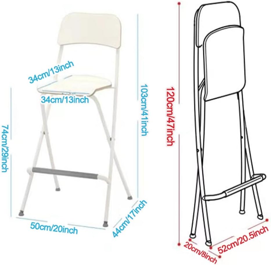 29 inch Folding Breakfast Bar Stool with Backrest,Counter Height Modern Tall Bar Stool for Kitchen Dining Room Office,Portable Bar Chair,Seat Height 74cm(Black,2PCS)