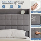 OLIXIS Queen Size Bed Frame, Upholstered Platform Bed Frame with Headboard