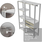 Madesa Kitchen Pantry Storage Rack with 2 Drawers, 7 Shelves and Hanging Space 51" L Multiuse Modular Cabinet for Kitchen Organization - White