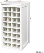 Freestanding Floor Wine Rack, 32 Bottle Wooden Wine Cabinet for Small Spaces, Farmhouse Modular Stackable Bottle Holder, Tall Counter Storage Rack, Elegant Design (White)