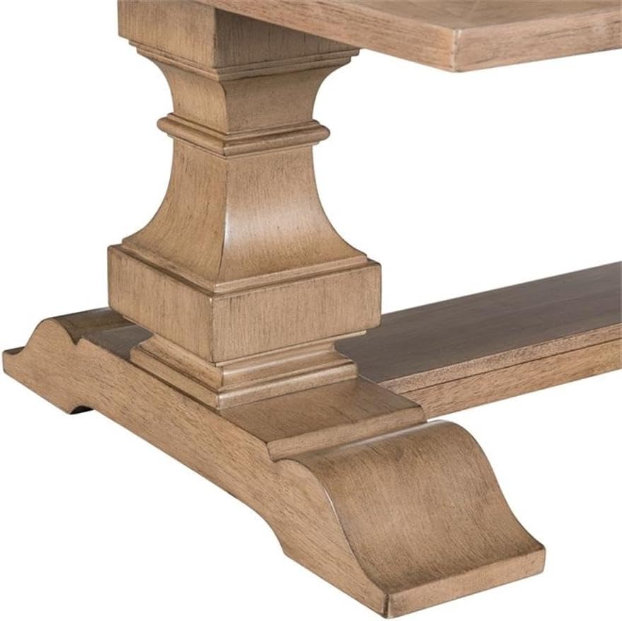 Pemberly Row 3 Piece Cocktail Table Set, Rubberwood and Rustic Birch Veneers, Camel Beige Finish, Includes Rectangular Coffee Table and 2 End Tables, Storage Drawer, Open Shelf, Traditional Living
