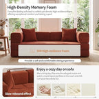 78.8" Couch for Living Room, Futon Sleeper Sofa Bed | Convertible Sofa Bed, Corduroy Pull Out Couch Loveseat with Storage Pocket, Modular Design, No Assembly, Orange