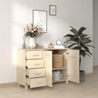 Honey Brown Solid Pine Wood Sideboard with 4 Drawers, Traditional Rustic Storage Cabinet for Dining Room, Ample Storage Space, Classic Home Decor Furniture
