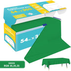 Green Plastic Table Cover Roll - 54IN x 300FT, Table Cloth for Rectangle Table with Slide Cutter, Plastic Table Cloth Disposable with Cut-to-Size Design for Weddings, Banquets, Parties
