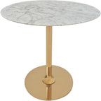 Marble Round End Table with Gold Metal Frame – 21in Tall 19in Diameter Modern Nordic Side Table Nightstand for Living Room, Bedroom, Entryway, Elegant Durable Furniture