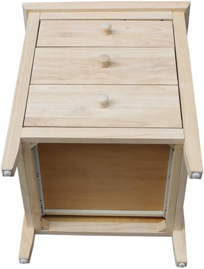 25"H Solid Wood Bedroom Nightstand with 3 Drawers, Parawood Construction, Paint or Stain in Any Color, Durable and Eco-Friendly, Unfinished