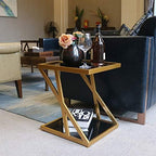 Telephone Table, Tempered Glass Side Table Nordic Modern Iron Art Sofa Table Coffee Table Bedside Table for Living Room Bedroom Balcony,17.7''x15.7''x19.6''(