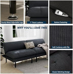 Ribilake 2 Sets 70" Futon Sofa Bed, 4 in 1 Multi-Function Couch Sleeper with Adjustable Backrest, Modern Convertible Futon, Recliner Small Loveseat for Living Room, Grey