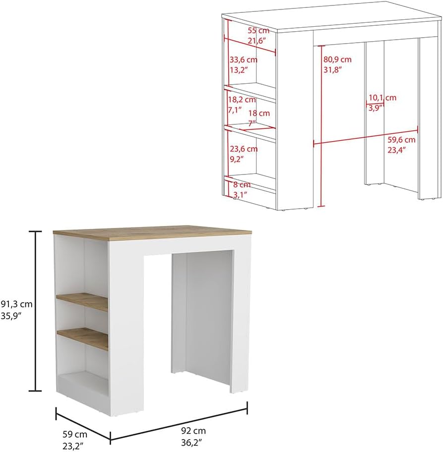 Kitchen Island with 3-Side Shelves Multicolor Engineered Wood | Includes three side shelves for storage and meal prep convenience