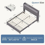 OLIXIS Queen Size Bed Frame, Upholstered Platform Bed Frame with Headboard