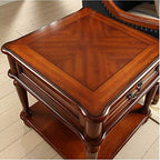 Telephone Table, Living Room Solid Wood Sofa Side Table,American Telephone Side Table,European Style Simple Retro Tea Table,Bedside Table with Drawers (Color:Chestnut,Siz