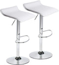 Set of 2 Barstool, Adjustable Swivel Bar Stools with PU Leather and Chrome Base, Gaslift Pub Counter Chairs, White | Swivel, PU Leather, Chrome Base, Gas Lift, Ideal for Kitchen, Home Bar, Pub, Kitchen Island