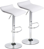 Set of 2 Barstool, Adjustable Swivel Bar Stools with PU Leather and Chrome Base, Gaslift Pub Counter Chairs, White | Swivel, PU Leather, Chrome Base, Gas Lift, Ideal for Kitchen, Home Bar, Pub, Kitchen Island