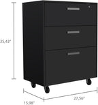 3 Drawers Storage Cabinet with Casters Lions Office, Black Wengue Finish