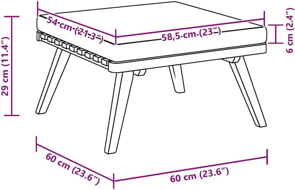 vidaXL Patio Footstool, Coffee Table Outdoor Footstool, Modular Seat with Tea Table, Outdoor Furniture Set for Garden, Rustic, Solid Acacia Wood