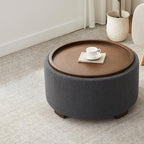 Zihanhome 30 Inch Round Storage Ottoman, Ottoman Coffee Table with Lift Off Lid, Boucle Modern Ottomans with Storage for Living Room, Bedroom, Apartments (Grey)