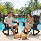 SERWALL Outdoor HDPE Adirondack Rocking Chairs, All-Weather, Black, 2PCS | The rocking chair features safe rocking design, ergnomic structure and all-weather HDPE frame for lasting outdoor use