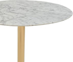 Marble Round End Table with Gold Metal Frame – 21in Tall 19in Diameter Modern Nordic Side Table Nightstand for Living Room, Bedroom, Entryway, Elegant Durable Furniture