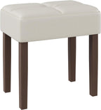 EOSVALO Leather Vanity Stool, 18.7 Inch Wide Rectangle Ottoman Bench for Makeup Room, Vanity Chair with Wood Legs for Piano Room, Bedroom,Living Room with Customizable (Cream)