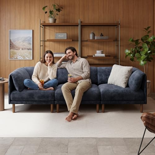 Cloud Sectional Couches for Living Room,Modular Sectional Sofa,Blue | V-Shaped Extra Deep 7 Seater,Mid Century Modern Oversized Sectional Couches with Solid Wood Leg,Large Sofa for Big Space