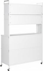 Kitchen Pantry Storage Cabinet with Shelf, Multi-Layer Metal Pantry Cabinet on Wheels, Modern Sideboard for Dining Room, Living Room