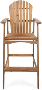 Saiveina Outdoor Acacia Wood Adirondack Barstools, Set of 2, Natural Stained