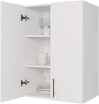 24 x 33 Inch Wall Cabinet Set of 2, Kitchen Wall Mounted Wooden Storage Cabinet, Double Door Cabinet with Soft Close, Metal Handle, Adjustable Shelf for Kitchen Laundry Bathroom Garage, White