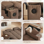 oaaktu ﻿ Large Size Convertible Sleeper Sofa Bed,Polka dot Velvet Pull Out Futon Couch with Storage handrails & Rotating Side Tables,Convertible Sofa Couch for Living Room,RV (Coffee)