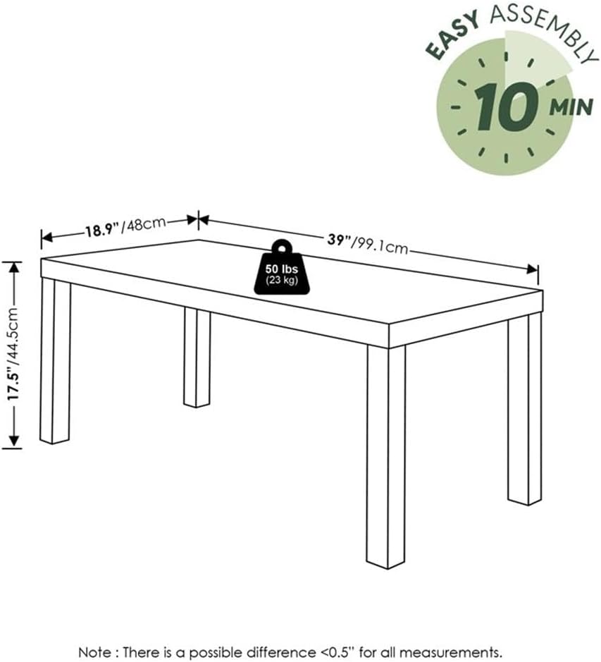 Pemberly Row 3-Piece Living Room Table Set, Includes Coffee Table & 2 Side Tables, Durable Engineered Wood, White Finish, Thick Tabletops, Modern Design, Sturdy Furniture for Living Room or Office