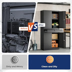 Yizosh Metal Garage Storage Cabinet with Locking Doors and Adjustable Shelves, 71" Tool Storage Cabinet with 1 Drawer for Garage,Warehouse (Black)