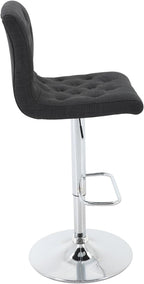 Brage Living Tufted Fabric Bar Stools Set of 2 with Back, Charcoal Black | Seat Height Adjusts 24.75"-33", Swivel Counter Height Barstools, Upholstered Airlift Bar Chairs for Kitchen Dining Cafe