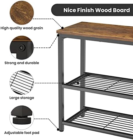 Ecoprsio Small Console Table, Sofa Table with Double Mesh Shelves, Industrial Entryway Table for Entryway, Hallway, Foyer, Front Hall, Sofa Couch, Living Room, Bar, Kitchen, 32 Inch, Rustic