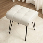 EBENCHICO PU Leather Vanity Stools, Vanity Stool Chairs for Makeup Faux Leather Foot Stools Ottoman with Metal Leg Make up Chairs for Vanity Small Bench Seat for Living Room Bedroom (Cream White) | Faux Leather Foot Stools, with Metal Leg, Make up Chairs