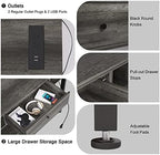 Mexin Console Table with Outlets and USB Ports, Entryway Table with Drawer Storage Shelves, Industrial Wood Hallway Sofa Table for Living Room, Couch, Foyer Table, 47 Inch Grey Oak