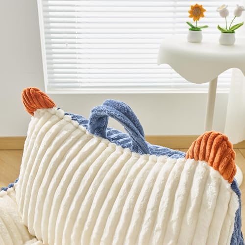 Kisoy Bean Bag Chair, Bean Bag Sofa with Memory Foam Filler for Boys and Girls Soft Faux Fur Fabric Floor Chair for Gaming, Reading Relaxing,Blue
