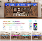 70" LED Farmhouse TV Stand for 80/75/70 Inch TVs,Tall Entertainment Center Storage Cabinets w/Power Outlets and Sliding Barn Door,Rustic TV Stands for Living Room,Media Console Cabinet (Brown)