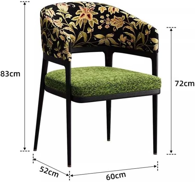 Etlegor Wooden Dining Chairs, Upholstered Armless Kitchen with Curved Back for Restaurant, Cafe, Living Room(Green,4PCS)