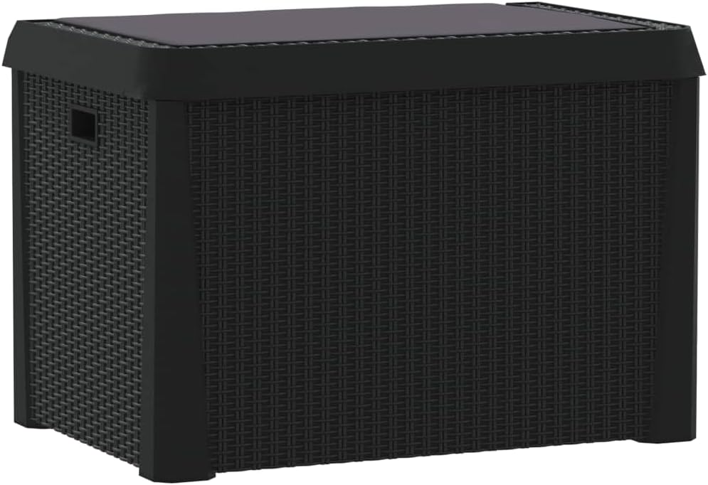 Anthracite Garden Storage Box 125L Polypropylene Medium Outdoor Patio Seat with Cushion for Tools and Cushions
