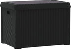 Anthracite Garden Storage Box 125L Polypropylene Medium Outdoor Patio Seat with Cushion for Tools and Cushions