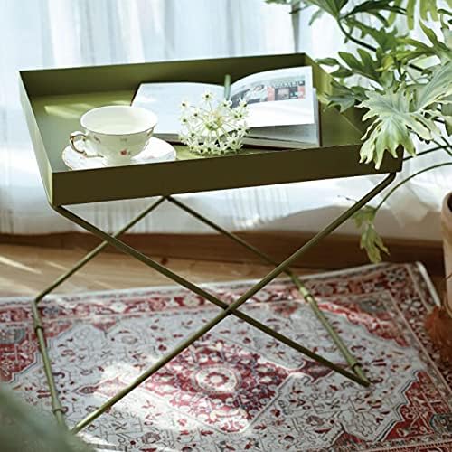 Telephone Table, Grass Green Metal Nightstand/End Table,Square Pallet Sofa Side Table,High and Narrow Entryway Table ，Telephone Table for Living Room,Bedroom and Off(Size