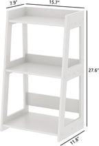 3-Tier Bathroom Ladder Shelf Freestanding, White Floor Shelves Open Shelving Unit, Small Bookshelf Nightstand for Home Study Laundry Room (11.8" D x 15.7" W x 27.6" H)