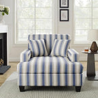 VANOMi 47" Chaise Lounge Chair, Adjustable Backrest, Navy Stripe Chenille | Recliner Sleeper Sofa with Pillows, Oversized Upholstered Single Sofa Bed, Lounge Chair for Living Room, Bedroom, Office