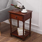 Telephone Table, American Bedside Table with Drawers,The Sofa Beside The Cabinet,Solid Wood Side Table,Living Room Flower Rack,Fish Tank Rack,Telephone Side Table