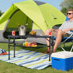 Anbte Folding Camping Table with Storage Net, 3ft Portable Table, 35" x 16" | Aluminum Folding Table, 3 Adjustable Height Max 27.5", Picnic Table For Indoor Outdoor Backyard Travel Tailgate, Pure Black